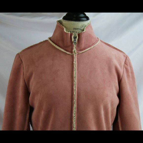 Anthropologie Pink Zippered Jacket By Velvet Long Sleeves - Picture 7 of 12